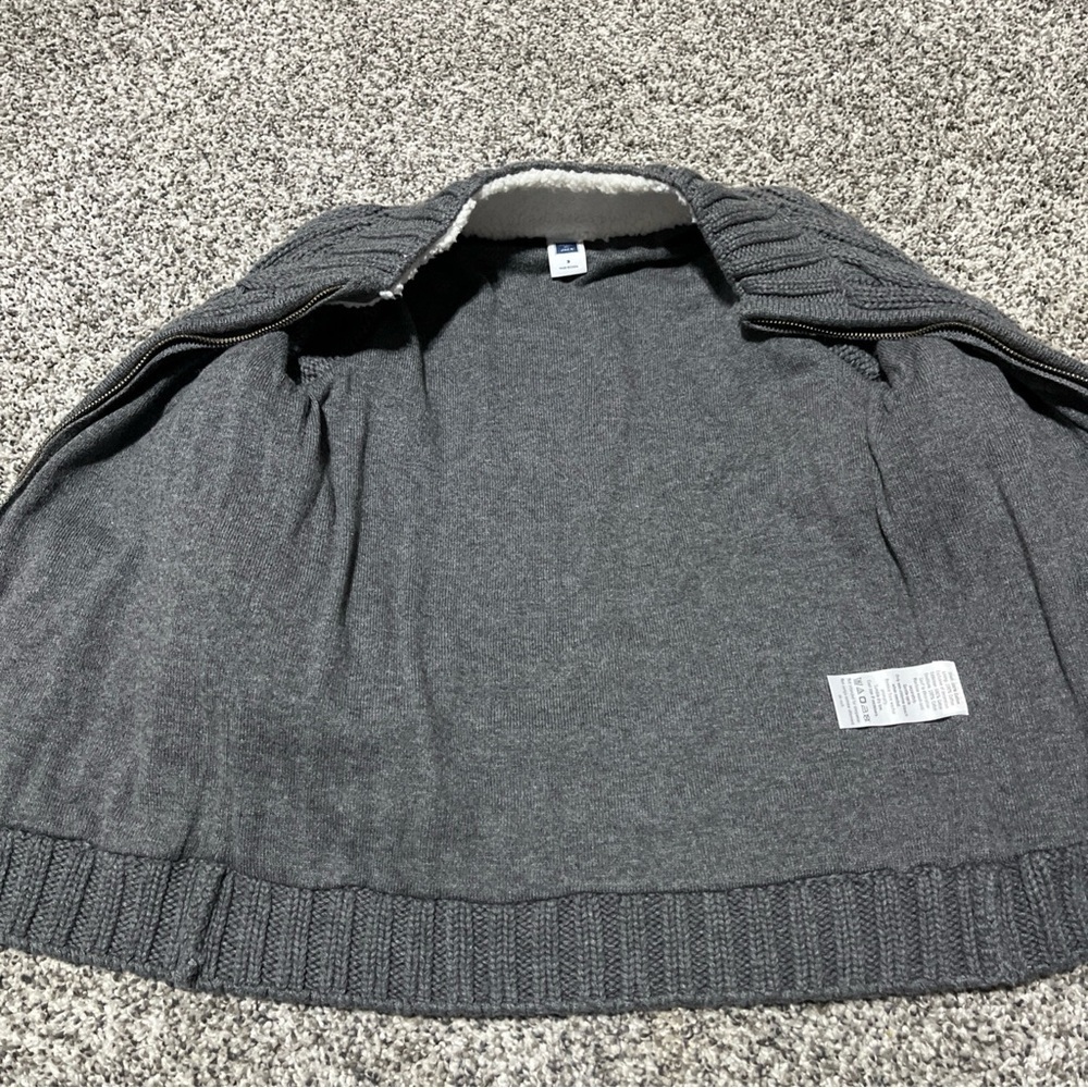 JANIE & JACK BOYS Size 3 GRAY Full ZIP Cotton Cable SWEATER Jacket Lined - Picture 10 of 12